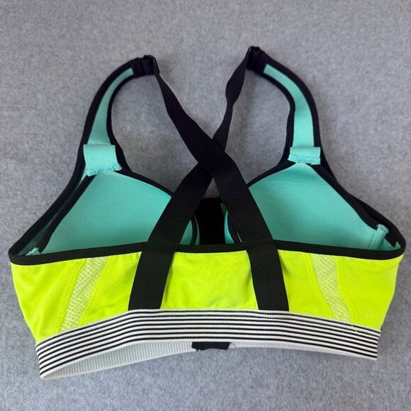 Victoria's Secret Sport VSX‎  Zip Front Sports Bra Size 34C Neon Yellow & Black - Picture 9 of 13